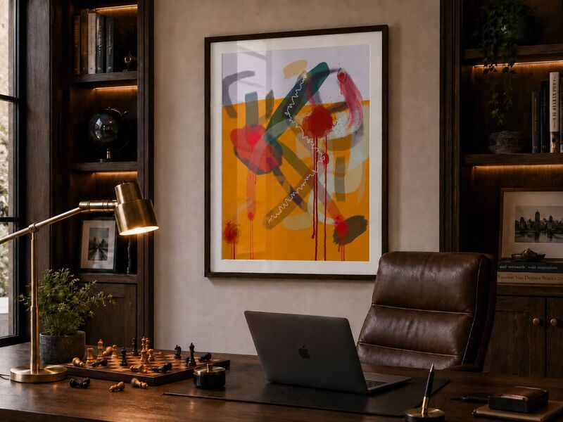 An E4Art print in a study