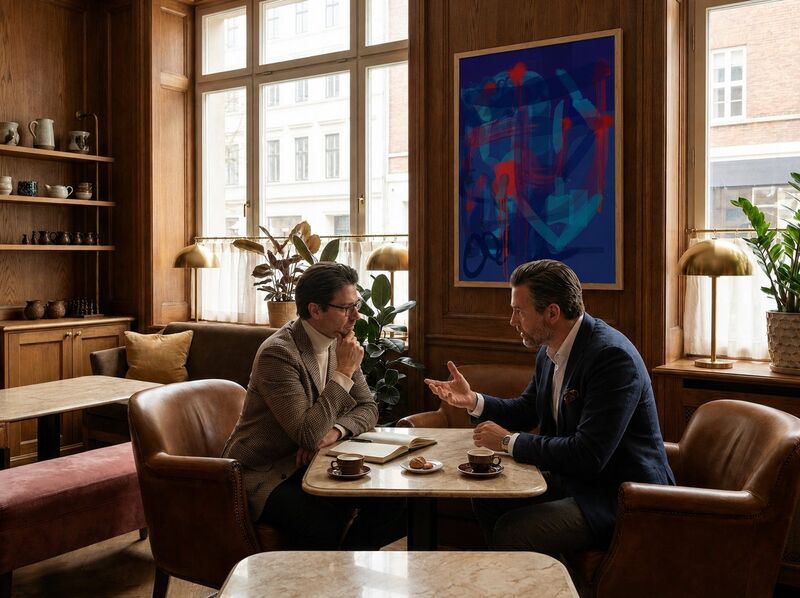 An E4Art print in a café